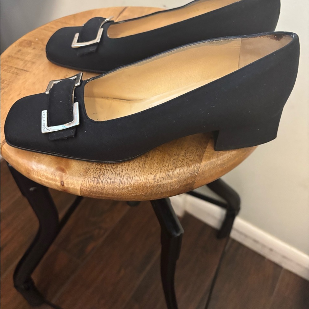 Sergio Rossi Black Flats with Silver Buckle - Picture 3 of 8